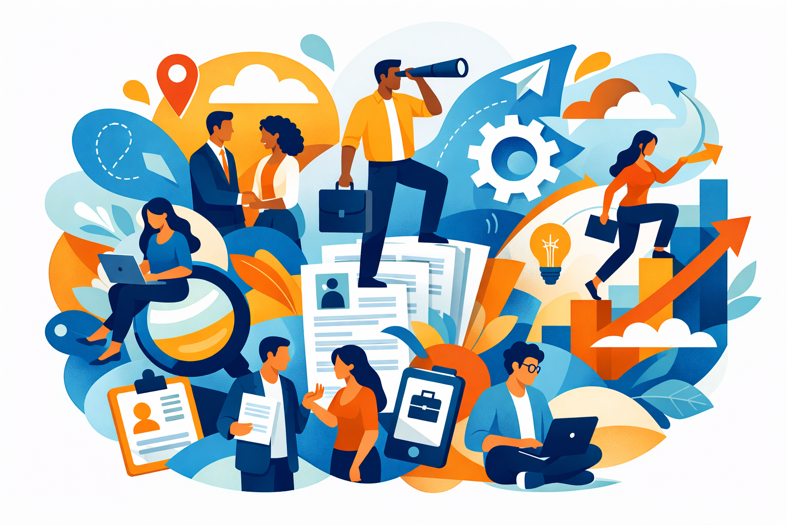 Abstract Job Seeker Community Characters